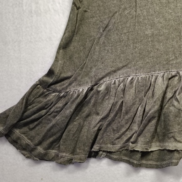 Anthropology Dantelle Olive Green Ruffle Hem Tunic Top 3/4 Sleeve Women's Size L - Picture 5 of 10